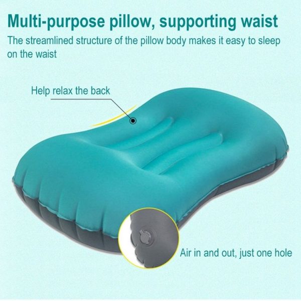 Outdoor Camping Trip Foldable Portable Inflatable Pillow Nap Waist Pillow, Specification: Press to Inflate (Double Ink Blue) - Image 3
