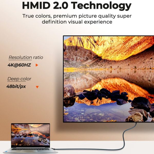 JOYROOM SY-20H1 4K 60Hz HDMI to HDMI Adapter Cable, Length: 2m (Grey) - Image 5