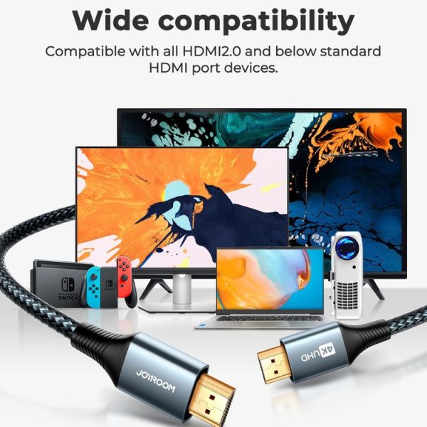 JOYROOM SY-20H1 4K 60Hz HDMI to HDMI Adapter Cable, Length: 2m (Grey) - Image 7
