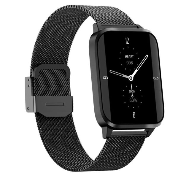 JM01 1.69 inch TFT Color Screen Bluetooth 5.0 IP67 Waterproof Smart Watch, Support Sleep Monitoring / Blood Oxygen Monitoring / Body Temperature Monitoring / 13 Sport Modes, Style: Steel Strap (Black)