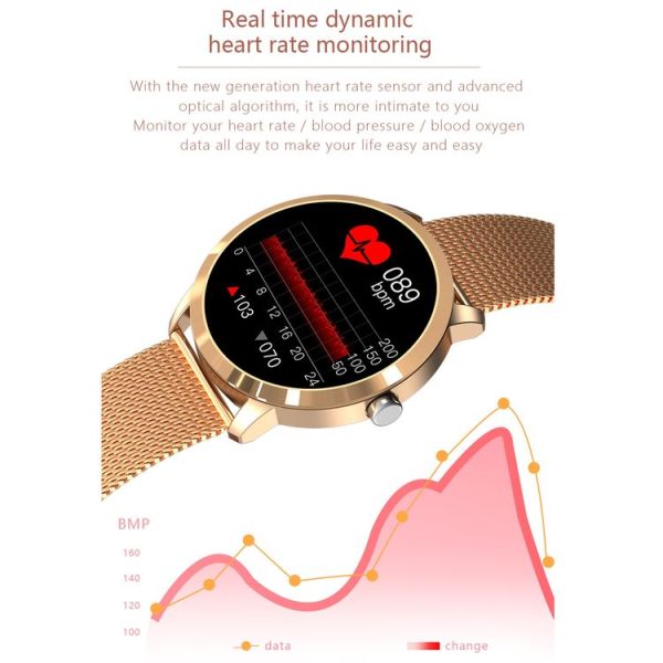 Q8L 1.09 inch IPS Color Screen Bluetooth 5.0 IP67 Waterproof Smart Watch, Support Sleep Monitoring / Blood Oxygen Monitoring / Women Menstrual Cycle Reminder / Multi-exercise Mode (Gold) - Image 3