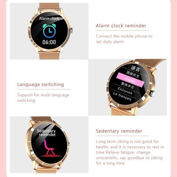 Q8L 1.09 inch IPS Color Screen Bluetooth 5.0 IP67 Waterproof Smart Watch, Support Sleep Monitoring / Blood Oxygen Monitoring / Women Menstrual Cycle Reminder / Multi-exercise Mode (Gold) - Image 9