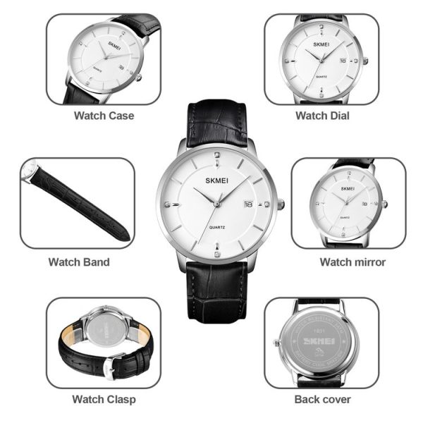 SKMEI 1801 Men Casual Calendar Quartz Watch (Golden Steel Belt) - Image 3