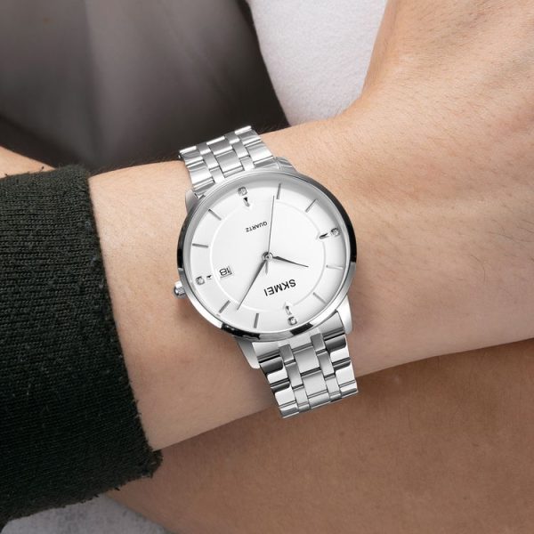 SKMEI 1801 Men Casual Calendar Quartz Watch (Golden Steel Belt) - Image 5