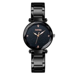 SKMEI 9180 Starry Sky Dial Stainless Steel Strap Quartz Watch for Ladies (Black)