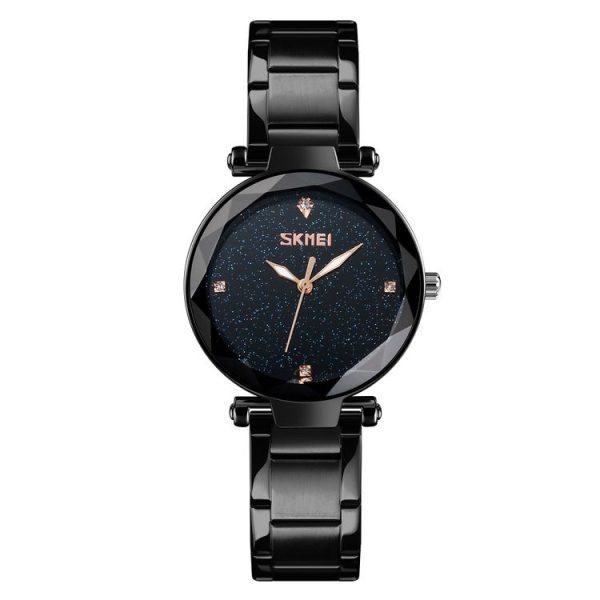 SKMEI 9180 Starry Sky Dial Stainless Steel Strap Quartz Watch for Ladies (Black)