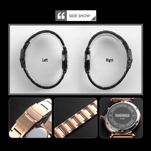SKMEI 9180 Starry Sky Dial Stainless Steel Strap Quartz Watch for Ladies (Black) - Image 3