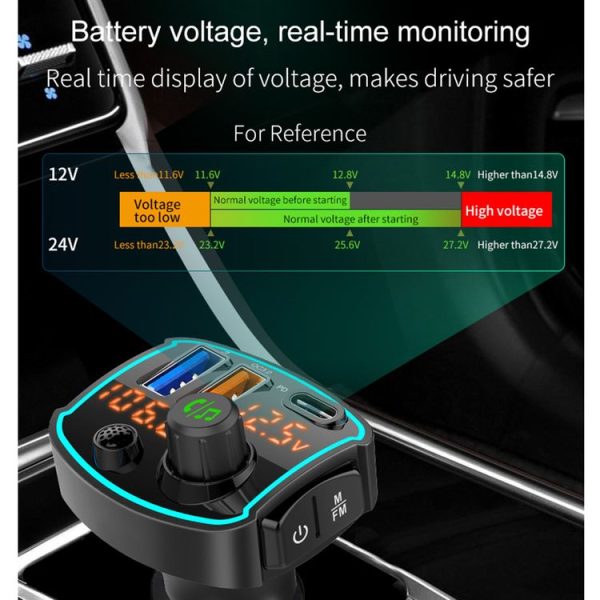 BC69 PD3.0 + QC3.0 Dual-port Fast Charging Car Dual-screen Display Bluetooth MP3 Player - Image 10