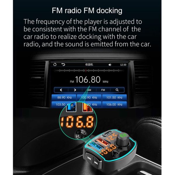 BC69 PD3.0 + QC3.0 Dual-port Fast Charging Car Dual-screen Display Bluetooth MP3 Player - Image 4