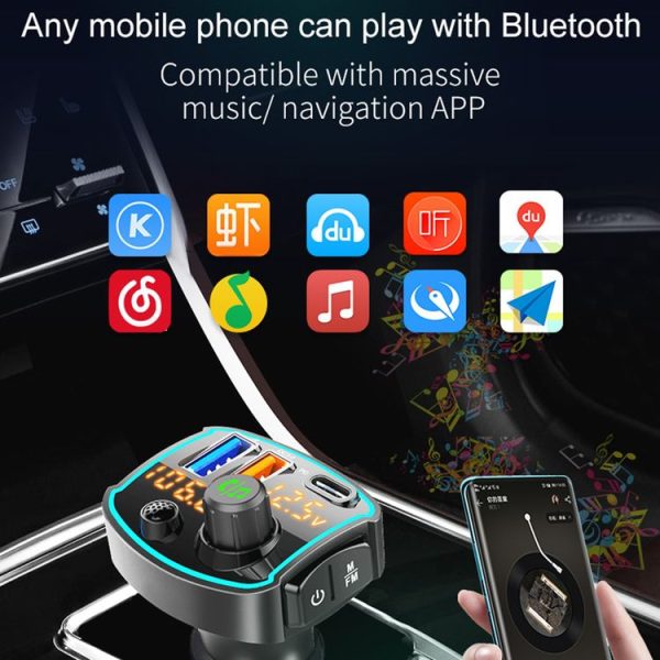 BC69 PD3.0 + QC3.0 Dual-port Fast Charging Car Dual-screen Display Bluetooth MP3 Player - Image 6