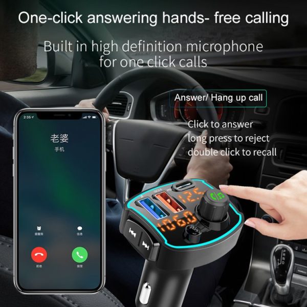 BC69 PD3.0 + QC3.0 Dual-port Fast Charging Car Dual-screen Display Bluetooth MP3 Player - Image 8