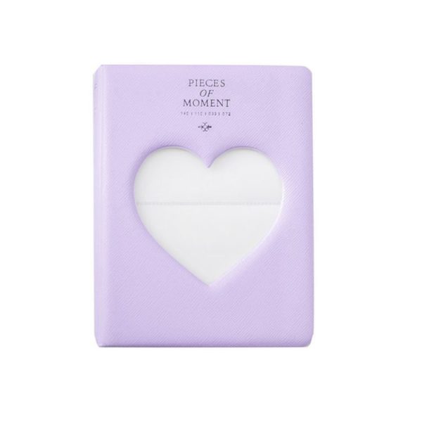 Hollow Heart 64 Pockets Photo Book Album Name Card Holder for Fujifilm Instax Mini 8 / 7s / 70 / 25 / 50s / 90 (Light Purple)