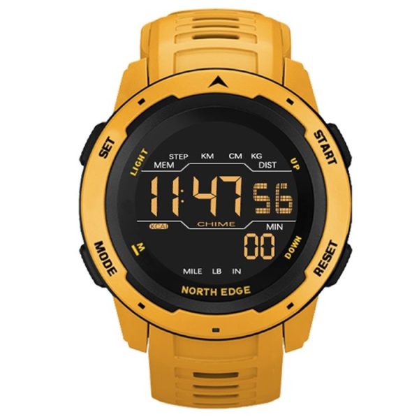 NORTH EDGE Mars Men Luminous Digital Waterproof Smart Sports Watch, Support Alarm Clock & Countdown & Sports Mode (Yellow)