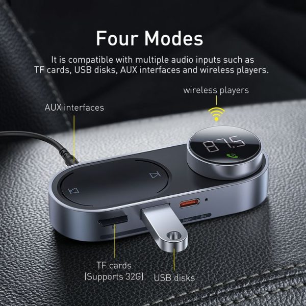 Baseus CDMP000001 Magnetic Solar Car Wireless Bluetooth MP3 Player (Black) - Image 6