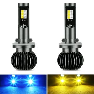 2 PCS EV14 880 / 881 DC9-32V / 3000LM / 30W / 8000K+3000K IP65 Car LED Double Color Fog Light with 12LEDs CSP Lamp Beads (Ice Blue Light + Amber Light)