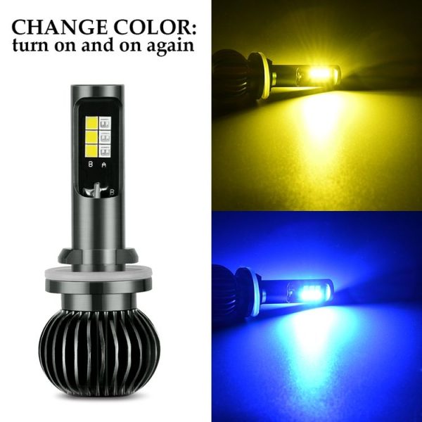 2 PCS EV14 880 / 881 DC9-32V / 3000LM / 30W / 8000K+3000K IP65 Car LED Double Color Fog Light with 12LEDs CSP Lamp Beads (Ice Blue Light + Amber Light) - Image 2