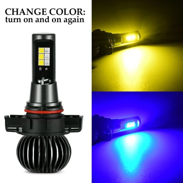 2 PCS EV14 5202 DC9-32V / 3000LM / 30W / 8000K+3000K IP65 Car LED Double Color Fog Light with 12LEDs CSP Lamp Beads (Ice Blue Light + Amber Light) - Image 2