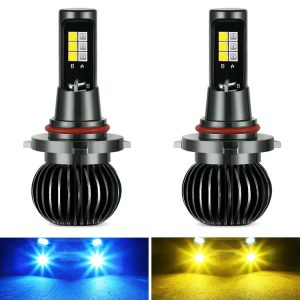 2 PCS EV14 9005 / 9006 DC9-32V / 3000LM / 30W / 8000K+3000K IP65 Car LED Double Color Fog Light with 12LEDs CSP Lamp Beads (Ice Blue Light + Amber Light)