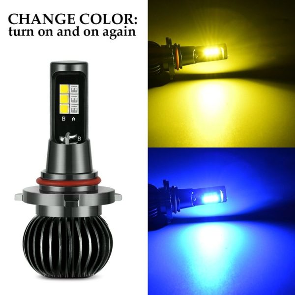 2 PCS EV14 9005 / 9006 DC9-32V / 3000LM / 30W / 8000K+3000K IP65 Car LED Double Color Fog Light with 12LEDs CSP Lamp Beads (Ice Blue Light + Amber Light) - Image 2