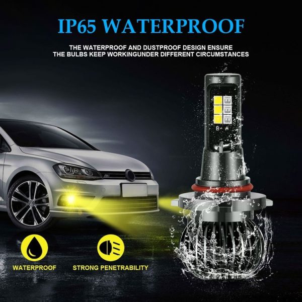 2 PCS EV14 9005 / 9006 DC9-32V / 3000LM / 30W / 8000K+3000K IP65 Car LED Double Color Fog Light with 12LEDs CSP Lamp Beads (Ice Blue Light + Amber Light) - Image 5
