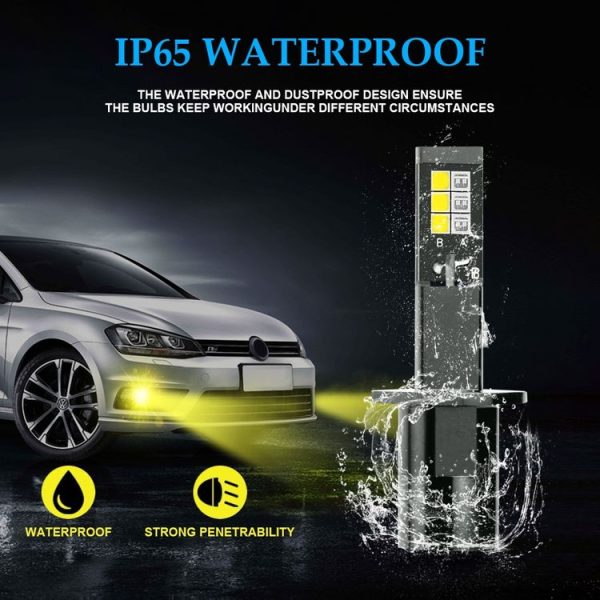 2 PCS EV14 H1 DC9-32V / 3000LM / 30W / 8000K+3000K IP65 Car LED Double Color Fog Light with 12LEDs CSP Lamp Beads (Ice Blue Light + Amber Light) - Image 6