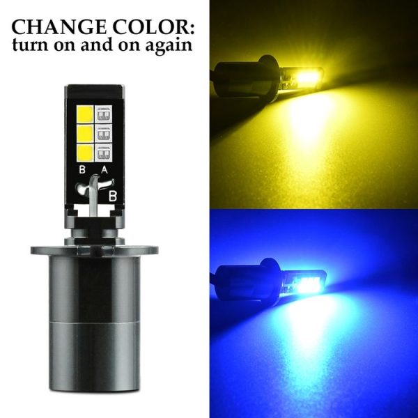 2 PCS EV14 H7 DC9-32V / 3000LM / 30W / 8000K+3000K IP65 Car LED Double Color Fog Light with 12LEDs CSP Lamp Beads (Ice Blue Light + Amber Light) - Image 2