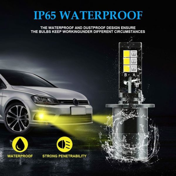 2 PCS EV14 H7 DC9-32V / 3000LM / 30W / 8000K+3000K IP65 Car LED Double Color Fog Light with 12LEDs CSP Lamp Beads (Ice Blue Light + Amber Light) - Image 5