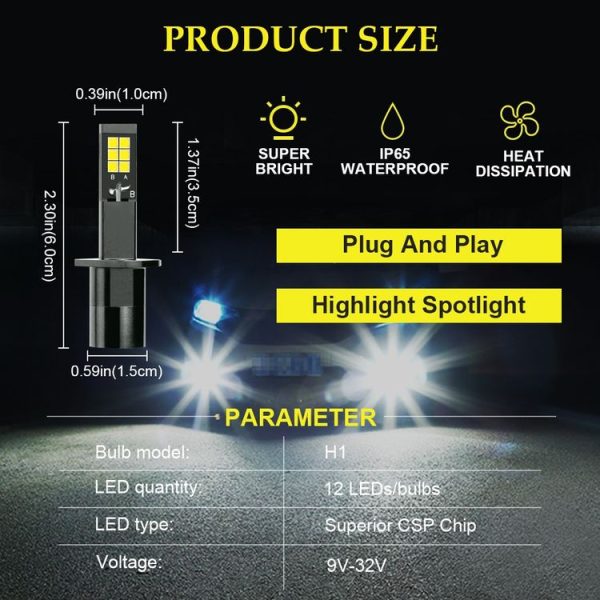2 PCS EV15 H1 DC9-32V / 3000LM / 30W / 6000K+3000K IP65 Car LED Double Color Fog Light with 12LEDs CSP Lamp Beads (White Light + Amber Light) - Image 6