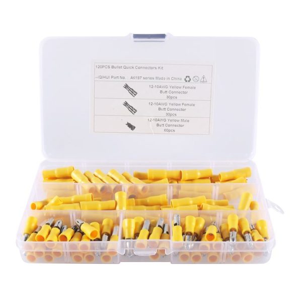 A6197 120 PCS Yellow AWG12~10 Bullet Male and Female Terminal Cold Press Terminal - Image 2