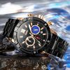 SKMEI 9235 Men Moonphase Stopwatch Stainless Steel Strap Quartz Watch (Black Blue) - Image 3