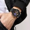 SKMEI 9235 Men Moonphase Stopwatch Stainless Steel Strap Quartz Watch (Black Blue) - Image 4