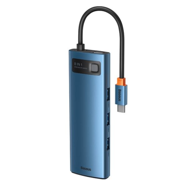 Baseus Metal Gleam Series 8-in-1 Multifunctional Type-C HUB Docking Station (Blue) - Image 2