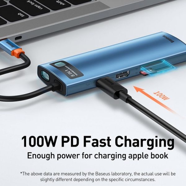 Baseus Metal Gleam Series 8-in-1 Multifunctional Type-C HUB Docking Station (Blue) - Image 5