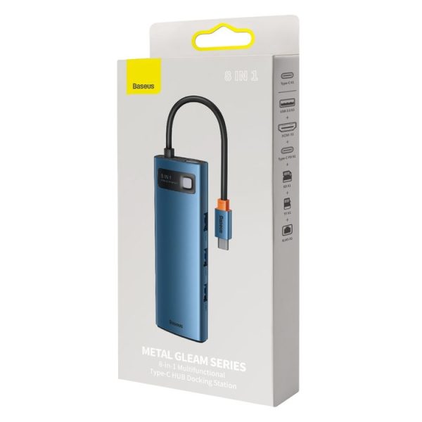 Baseus Metal Gleam Series 8-in-1 Multifunctional Type-C HUB Docking Station (Blue) - Image 9