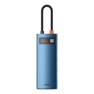 Baseus Metal Gleam Series 6-in-1 Multifunctional Type-C HUB Docking Station (Blue)