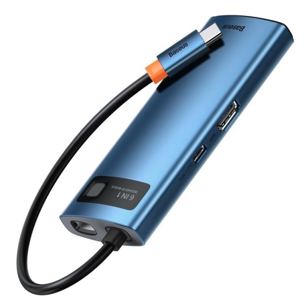 Baseus Metal Gleam Series 6-in-1 Multifunctional Type-C HUB Docking Station (Blue) - Image 2