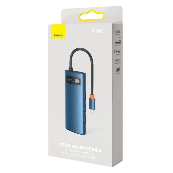 Baseus Metal Gleam Series 6-in-1 Multifunctional Type-C HUB Docking Station (Blue) - Image 9