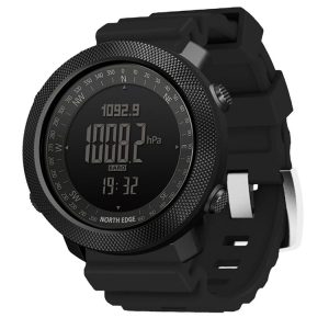 NORTH EDGE Multi-function Waterproof Outdoor Sports Electronic Smart Watch, Support Humidity Measurement / Weather Forecast / Speed Measurement, Style: Silicone Strap (Black)