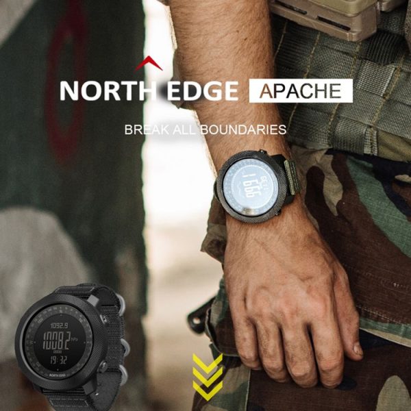 NORTH EDGE Multi-function Waterproof Outdoor Sports Electronic Smart Watch, Support Humidity Measurement / Weather Forecast / Speed Measurement, Style: Silicone Strap (Black) - Image 2