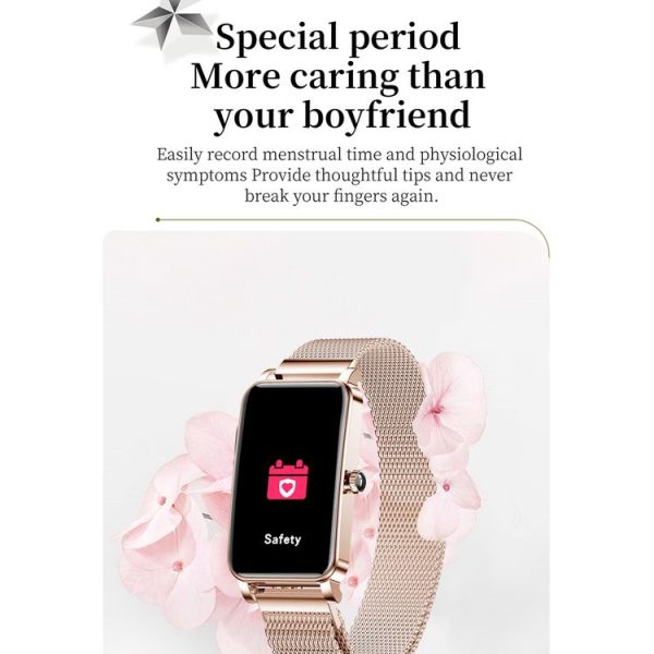 ZX19 1.45 inch HD Screen Bluetooth 5.0 IP68 Waterproof Women Smart Watch, Support Sleep Monitor / Menstrual Cycle Reminder / Heart Rate Monitor / Blood Oxygen Monitoring, Style: Steel Strap (Silver) - Image 5