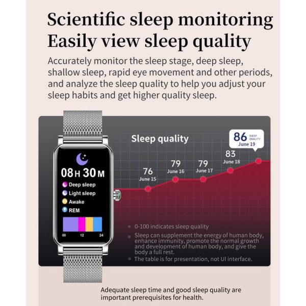 ZX19 1.45 inch HD Screen Bluetooth 5.0 IP68 Waterproof Women Smart Watch, Support Sleep Monitor / Menstrual Cycle Reminder / Heart Rate Monitor / Blood Oxygen Monitoring, Style: Steel Strap (Silver) - Image 7
