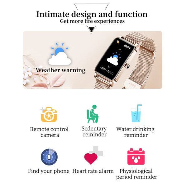 ZX19 1.45 inch HD Screen Bluetooth 5.0 IP68 Waterproof Women Smart Watch, Support Sleep Monitor / Menstrual Cycle Reminder / Heart Rate Monitor / Blood Oxygen Monitoring, Style: Steel Strap (Silver) - Image 9