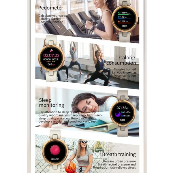 QR01 1.09 inch IPS Touch Screen Bluetooth 5.0 IP67 Waterproof Women Smart Watch, Support Sleep Monitor / Menstrual Cycle Reminder / Heart Rate Monitor / Blood Pressure Monitoring (Dark Coffee) - Image 5
