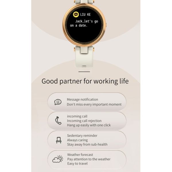 QR01 1.09 inch IPS Touch Screen Bluetooth 5.0 IP67 Waterproof Women Smart Watch, Support Sleep Monitor / Menstrual Cycle Reminder / Heart Rate Monitor / Blood Pressure Monitoring (Dark Coffee) - Image 6