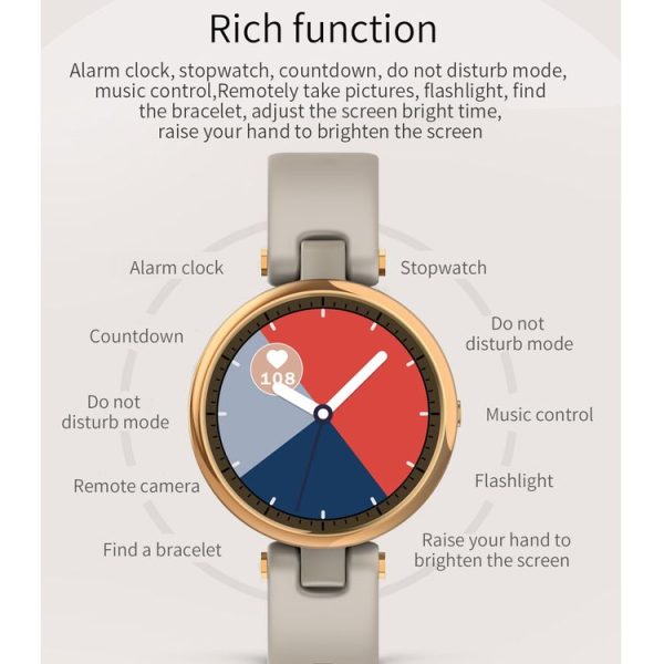 QR01 1.09 inch IPS Touch Screen Bluetooth 5.0 IP67 Waterproof Women Smart Watch, Support Sleep Monitor / Menstrual Cycle Reminder / Heart Rate Monitor / Blood Pressure Monitoring (Dark Coffee) - Image 9
