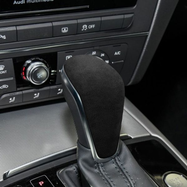 Car Suede Shift Knob Handle Cover for Audi A6 / S6 / A7 (2015-2018), Suitable for Left Driving (Black Grey) - Image 6