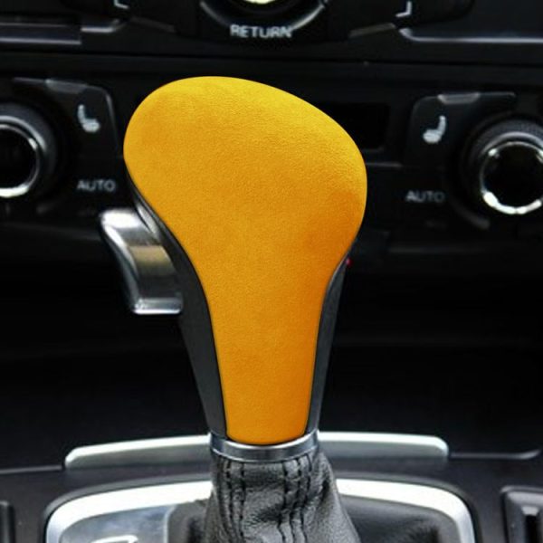 Car Suede Shift Knob Handle Cover for Audi A4 (2009-2012) / A5 (2008-2010) / Q5 (2009-2012), Suitable for Left Driving (Yellow) - Image 6