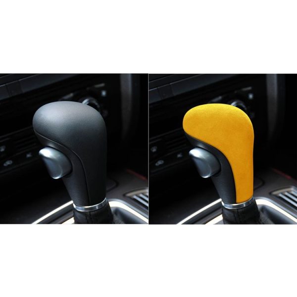 Car Suede Shift Knob Handle Cover for Audi A4 (2009-2012) / A5 (2008-2010) / Q5 (2009-2012), Suitable for Left Driving (Yellow) - Image 7