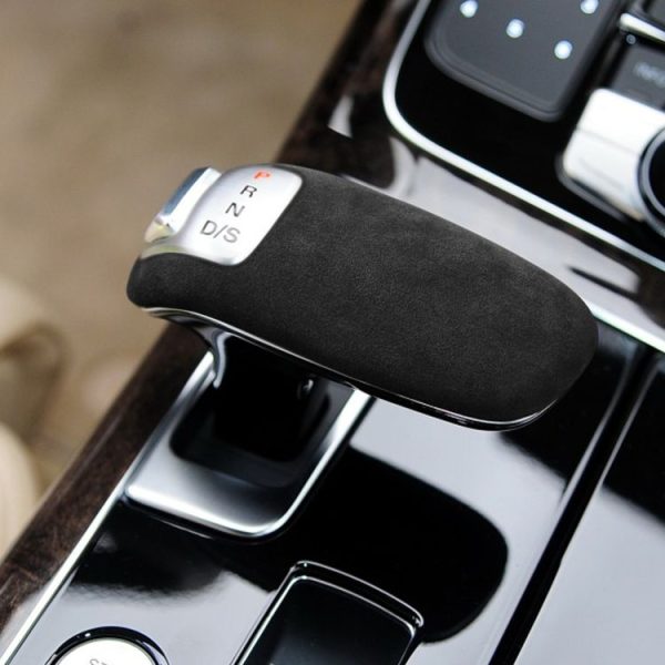 Car Suede Shift Knob Handle Cover for Audi A8 (2011-2017), Suitable for Left Driving (Black Grey) - Image 5