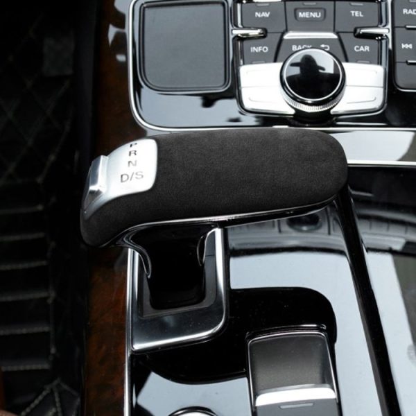 Car Suede Shift Knob Handle Cover for Audi A8 (2011-2017), Suitable for Left Driving (Black Grey) - Image 6